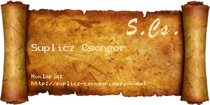 Suplicz Csongor névjegykártya